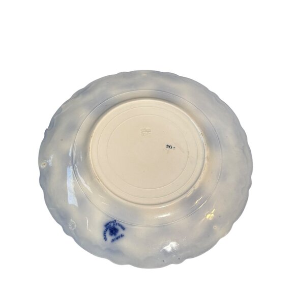 2 Antique Stanley Pottery Flow Blue Paris 9" Plates + Plate hangers New Wharf - Picture 7 of 16